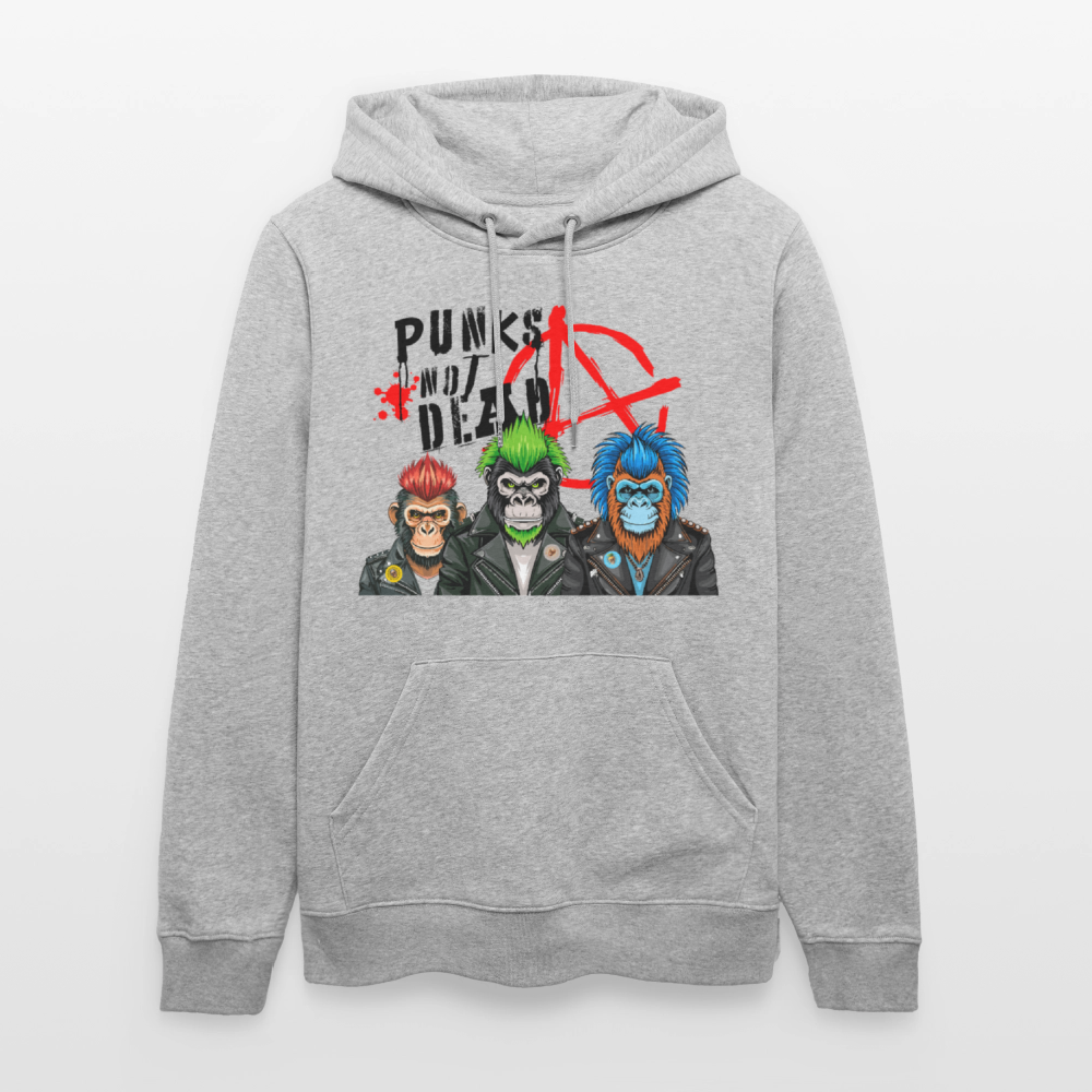 Unisex Hoodie mit PUNKS NOT DEAD PRINT - Grau meliert