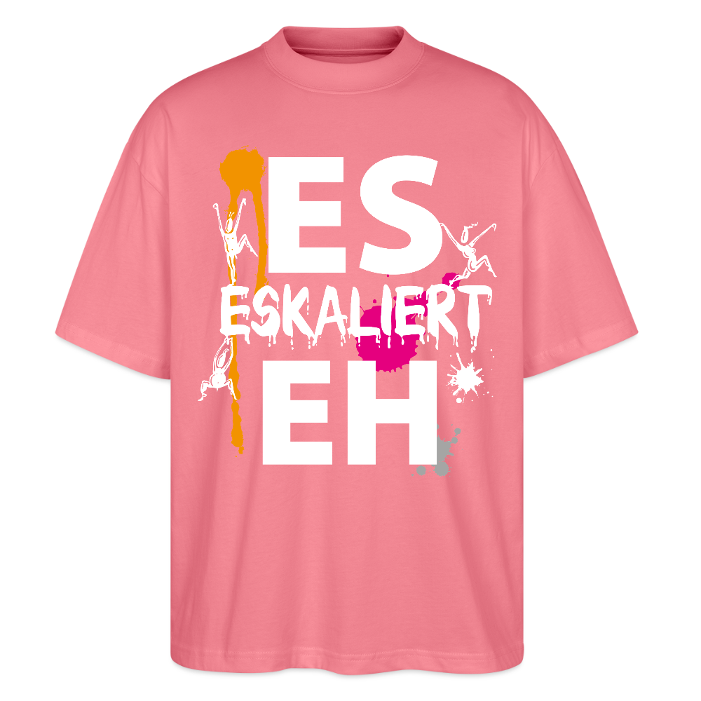 Oversized Unisex T-Shirt mit ES ESKALIERT EH PRINT - Pink