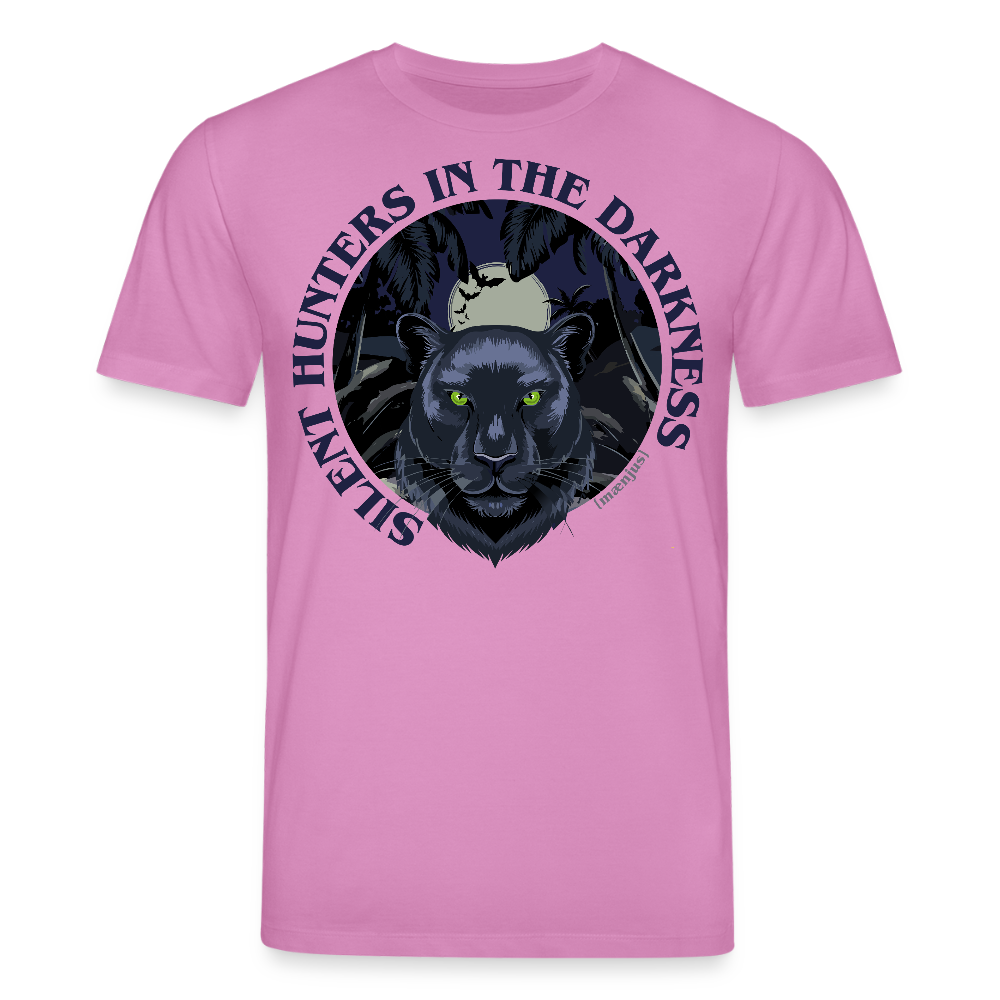 Unisex Bio-T-Shirt mit SILENT HUNTER IN THE DARKNESS PRINT Vorderseite - Pink