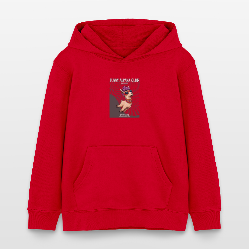 MNJS KIDS Bio-Hoodie mit FUNKY ALPAKA CLUB PRINT - Rot