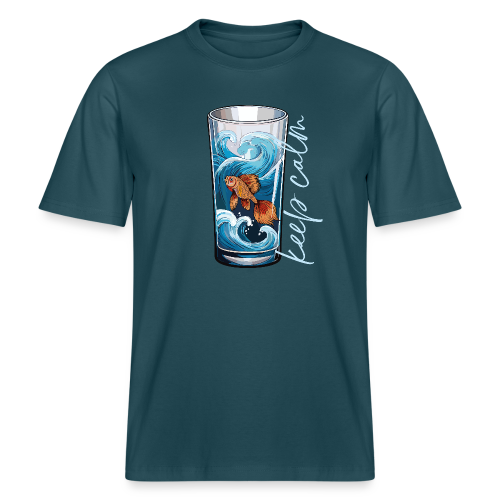 Unisex Bio-T-Shirt mit KEEP CALM PRINT - Dunkles Petrol