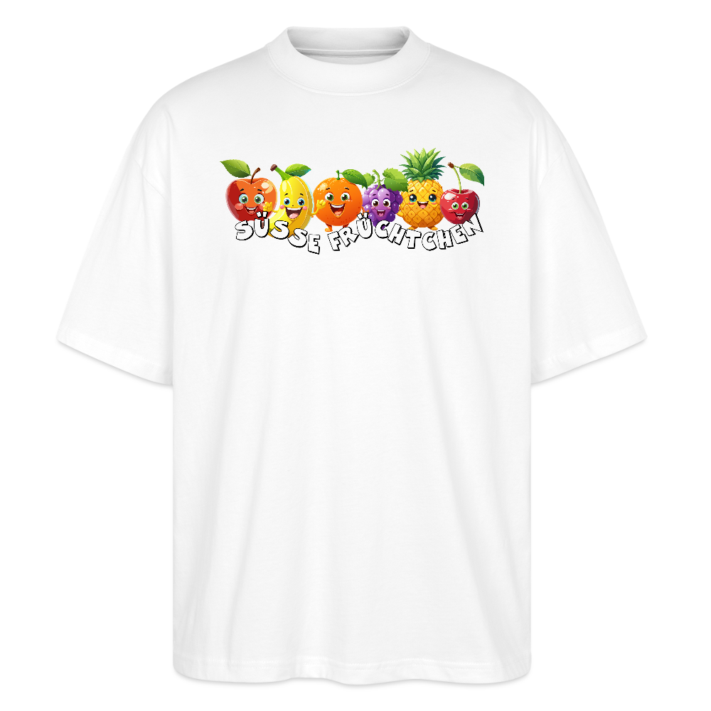 Oversized Unisex T-Shirt mit SÜSSE FRÜCHTCHEN PRINT - Weiß
