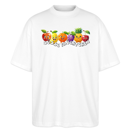 Oversized Unisex T-Shirt mit SÜSSE FRÜCHTCHEN PRINT - Weiß