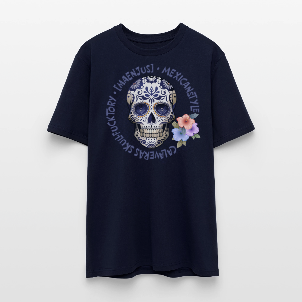 Unisex Bio-T-Shirt mit MAENJUS MEXICANSTYLE PRINT Vorderseite - Navy