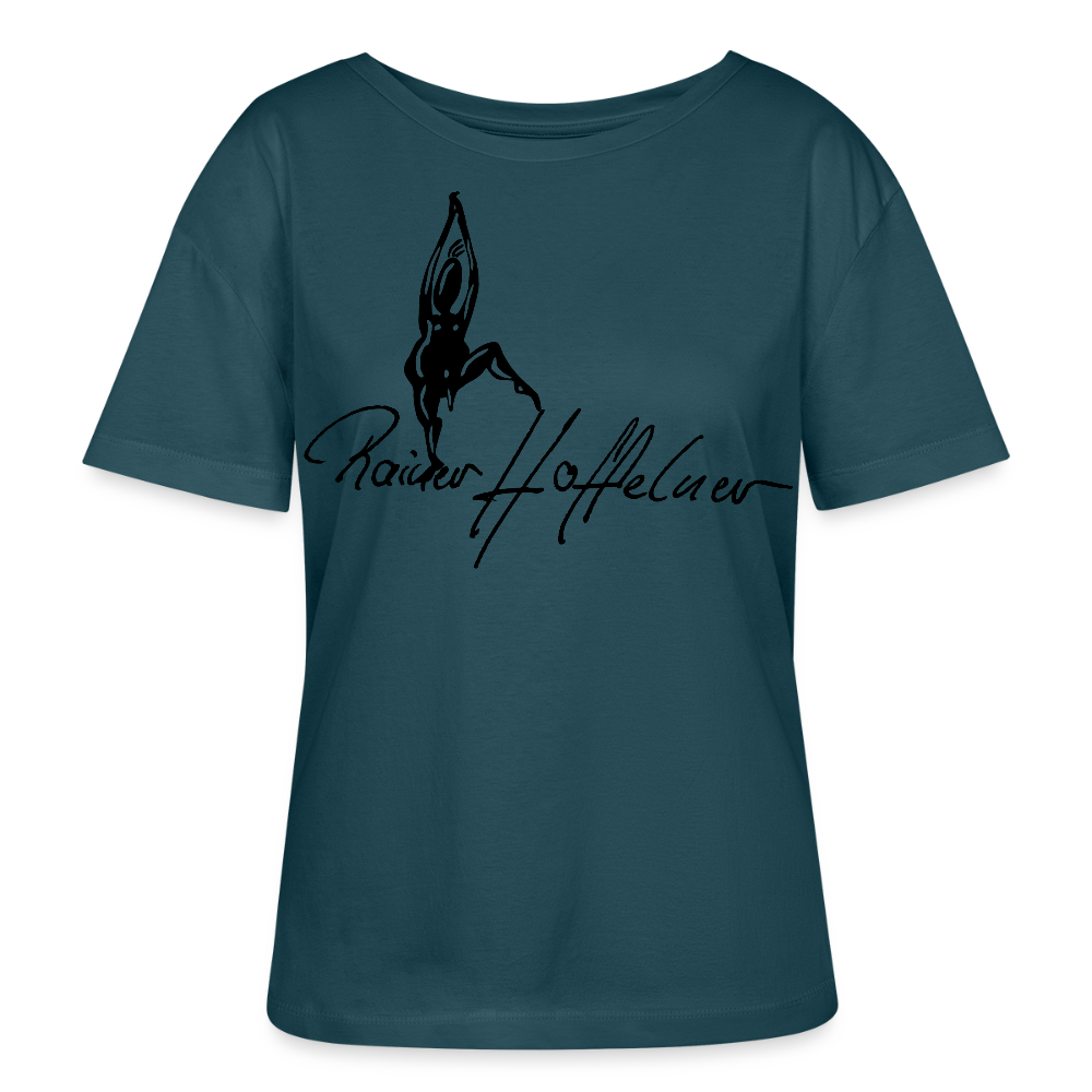 Frauen T-Shirt mit TUSCHEMÄNNCHEN PRINT - Dunkles Petrol