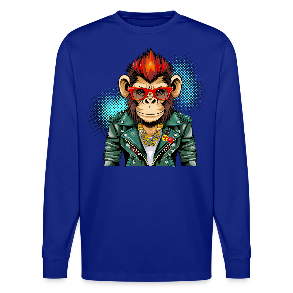 Unisex Bio-Langarmshirt mit MONKEY PRINT - Königsblau