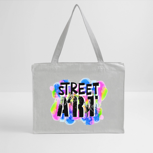 Recycelter Shopping Bag mit STREET ART PRINT - Grau meliert