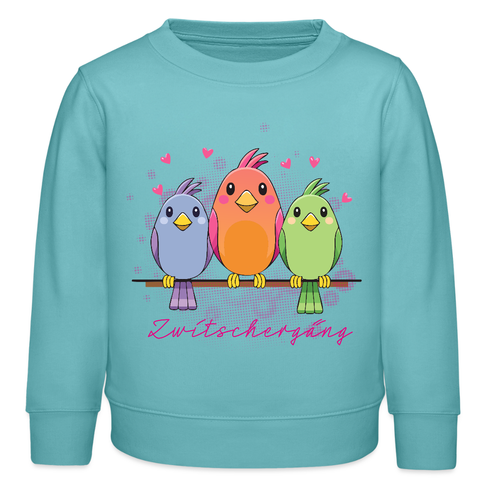 MNJS KIDS Mini Changer Bio Sweatshirt mit ZWITSCHERGÄNG PRINT - Pastelltürkis