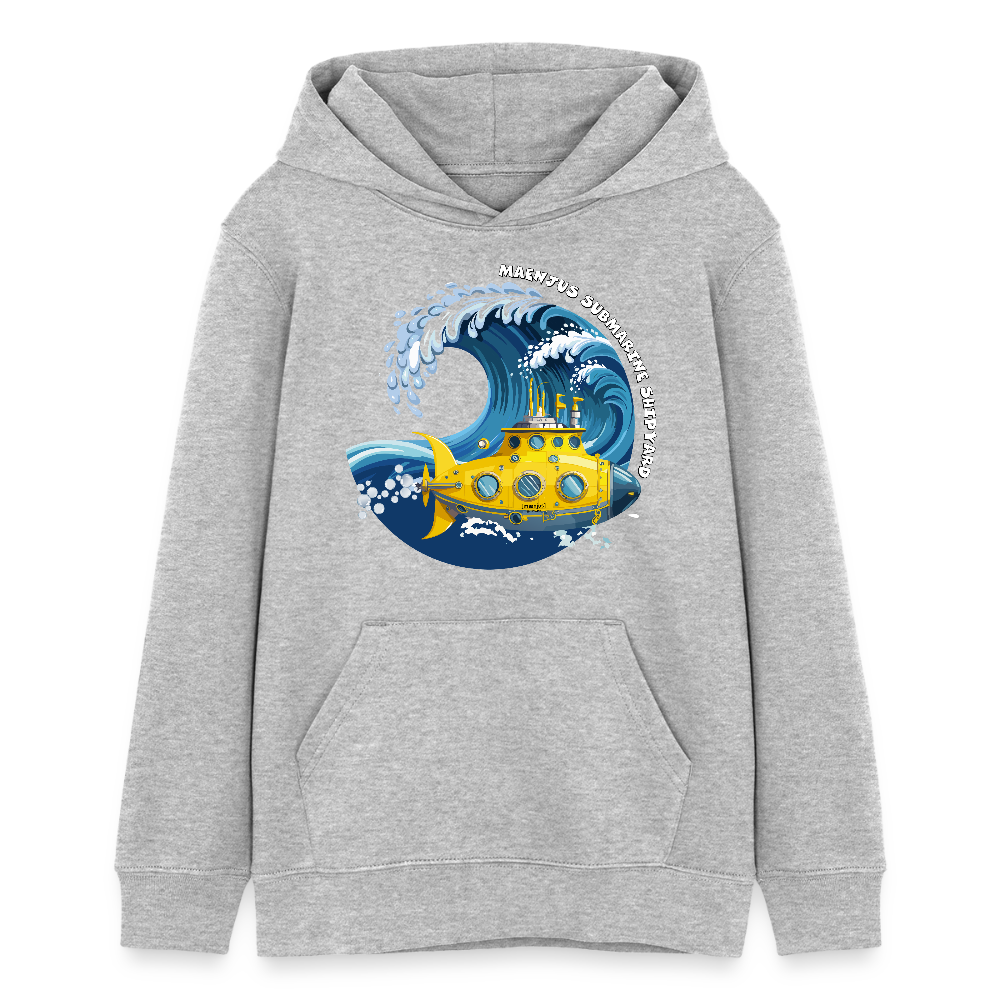 Teens Bio-Hoodie mit MAENJUS SUBMARINE SHIPYARD PRINT - Grau meliert
