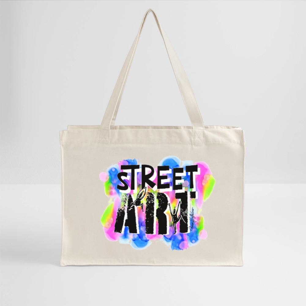 Recycelter Shopping Bag mit STREET ART PRINT - Naturweiß