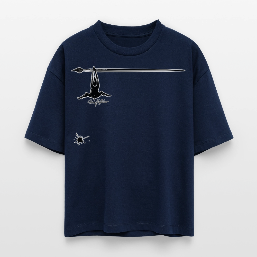 Frauen Boxy Bio-T-Shirt mit MÄNNLE PRINT - Navy