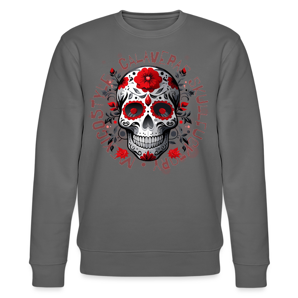 Unisex Bio-Sweatshirt mit CALAVERAS SKULL PRINT - Anthrazit