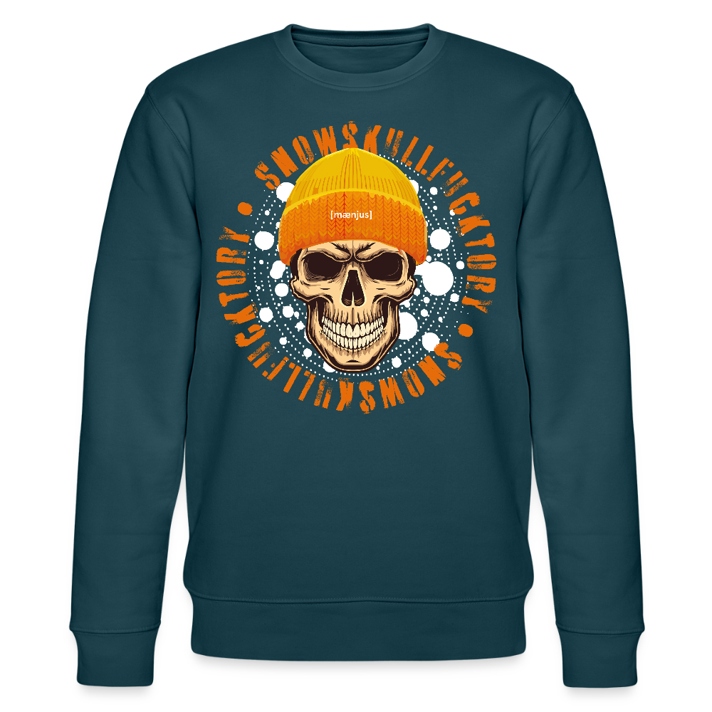 Unisex Bio-Sweatshirt mit SNOWSKULL FUCKTORY PRINT - Dunkles Petrol