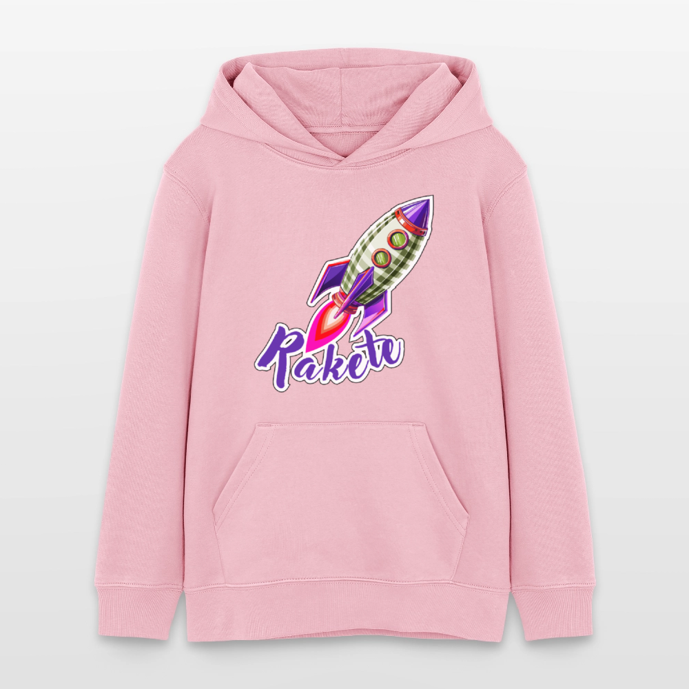 Teens Bio-Hoodie mit RAKETE PRINT - Hellrosa