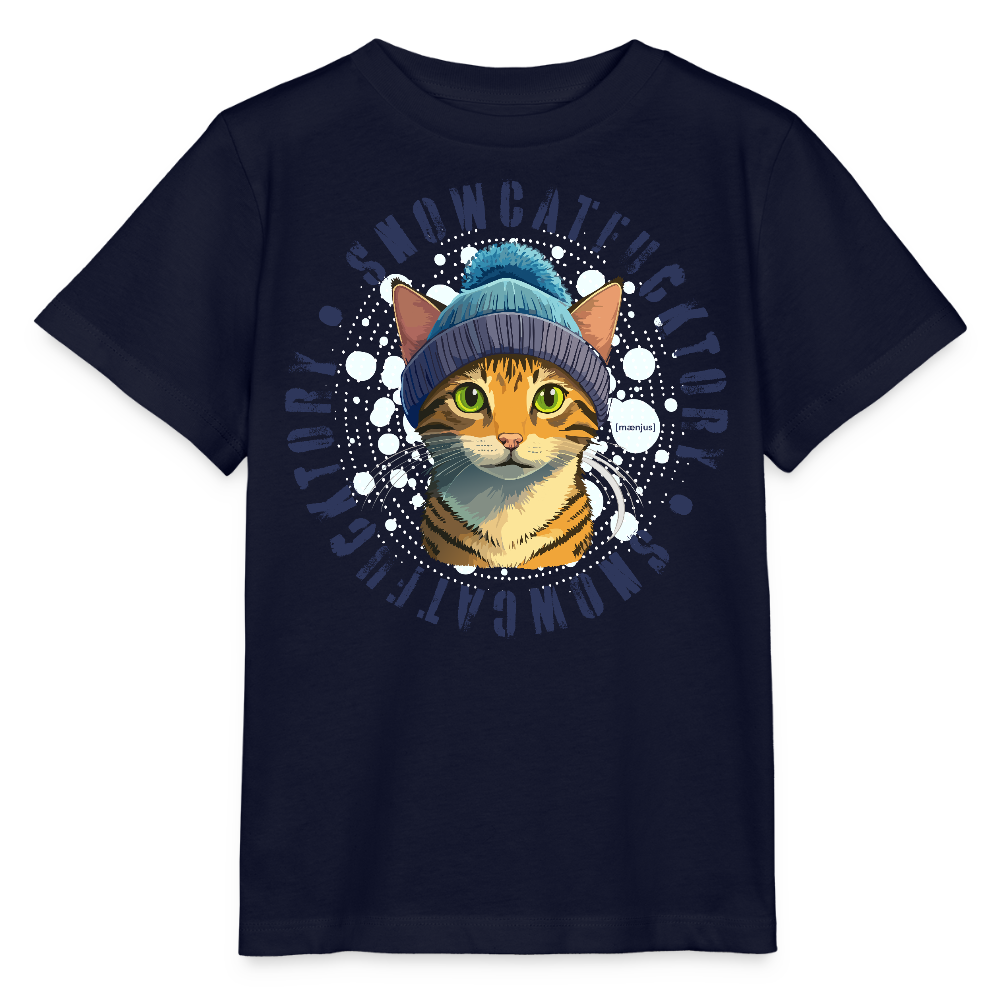 MNJS KIDS Bio T-Shirt mit SNOWCATFUCKTORY PRINT - Navy