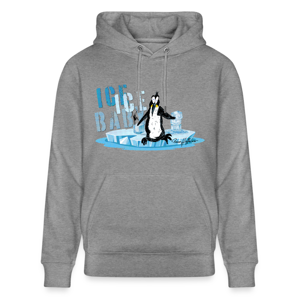 Unisex Bio-Hoodie mit ICE ICE BABY PINGUIN PRINT - Hellgrau marmoriert