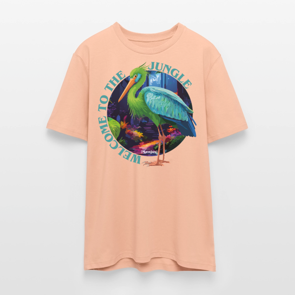 Unisex Bio-T-Shirt mit WELCOME TO THE JUNGLE PRINT Vorderseite - Pfirsich