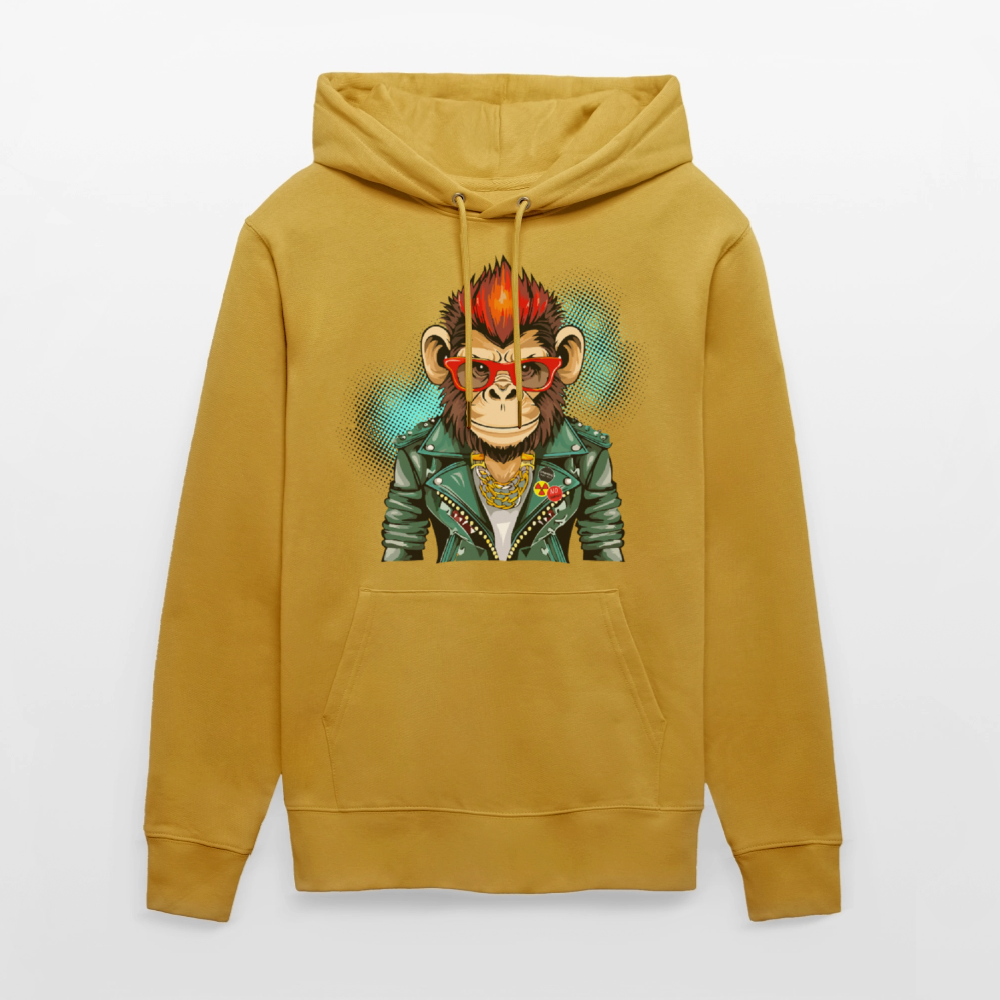 Unisex Hoodie mit MONKEY PRINT - Ocker