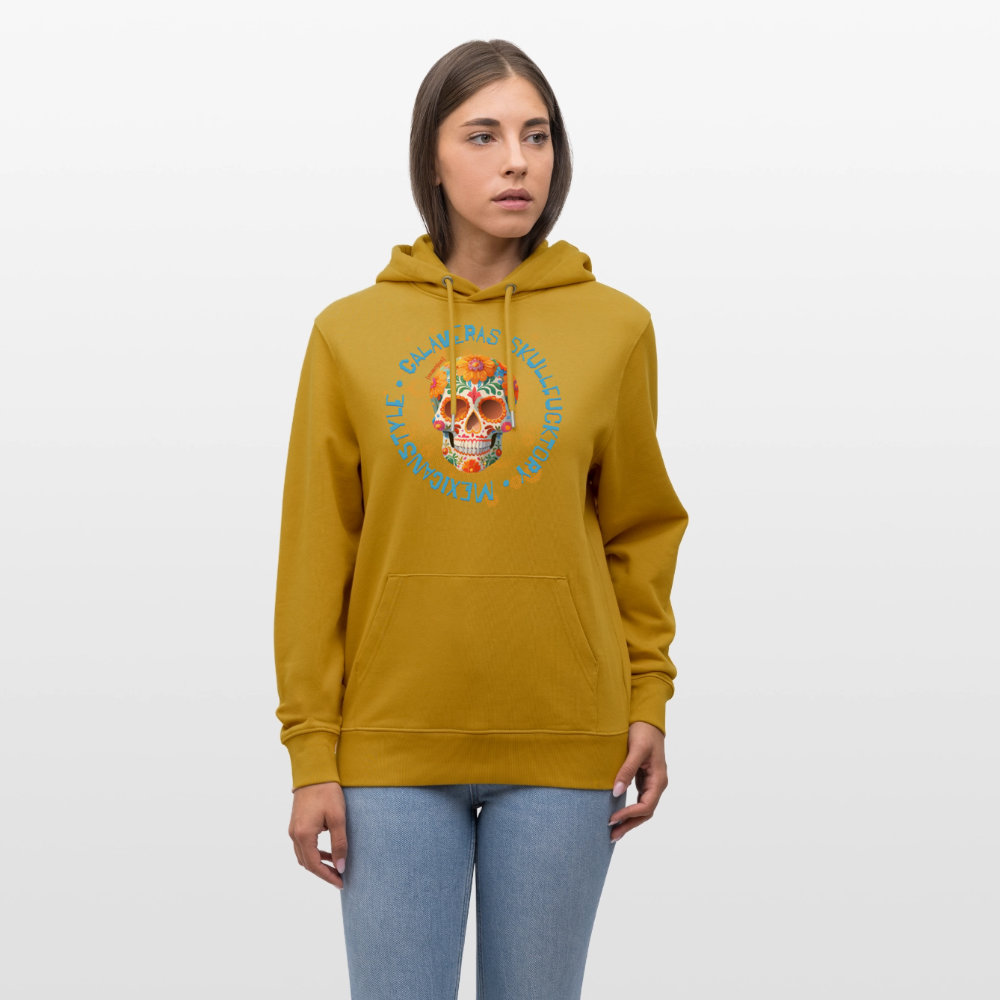 Unisex Hoodie mit CALAVERAS MEXICANSTYLE PRINT - Ocker