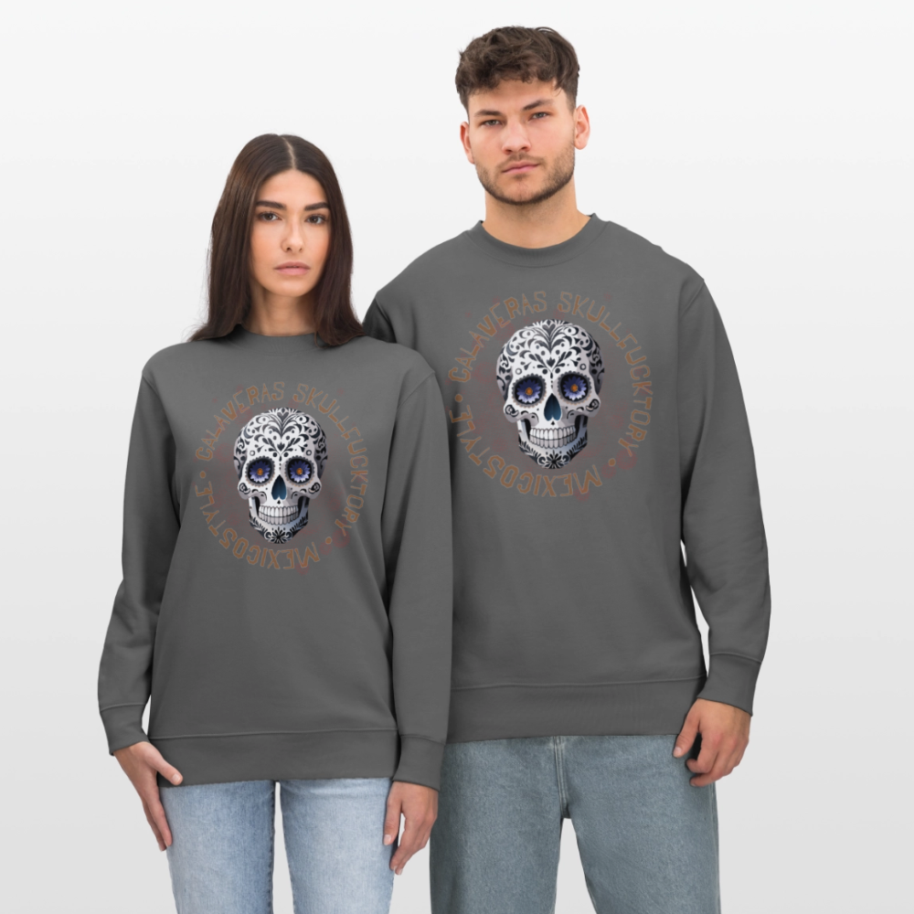 Unisex Bio-Sweatshirt mit CALAVERAS SKULL PRINT - Anthrazit