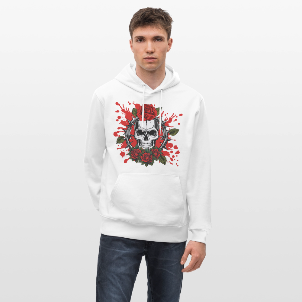 Unisex Hoodie mit ROSENSKULL PRINT - Weiß
