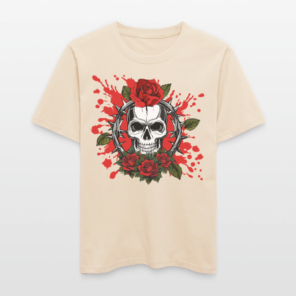 Relaxed Fit Unisex Bio-T-Shirt mit  ROSEN SKULL PRINT Vorderseite - Weißgrau