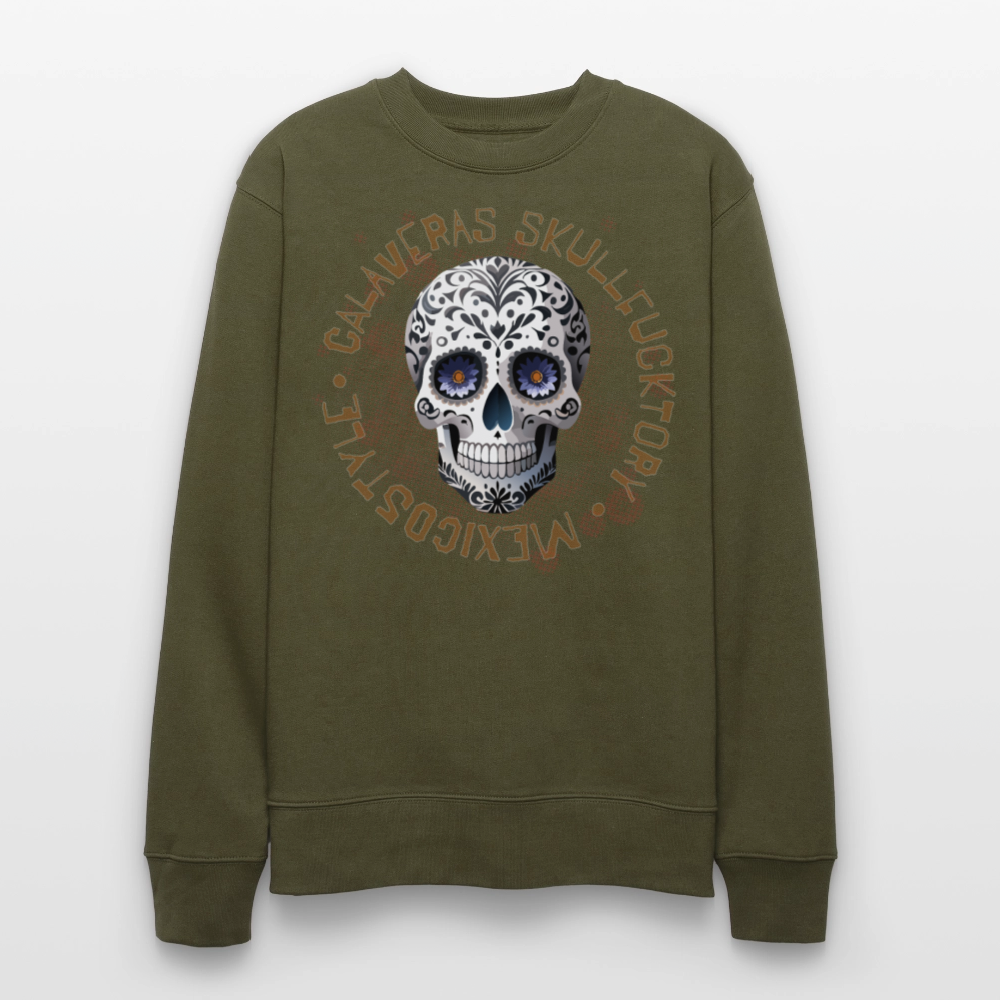 Unisex Bio-Sweatshirt mit CALAVERAS SKULL PRINT - Khaki