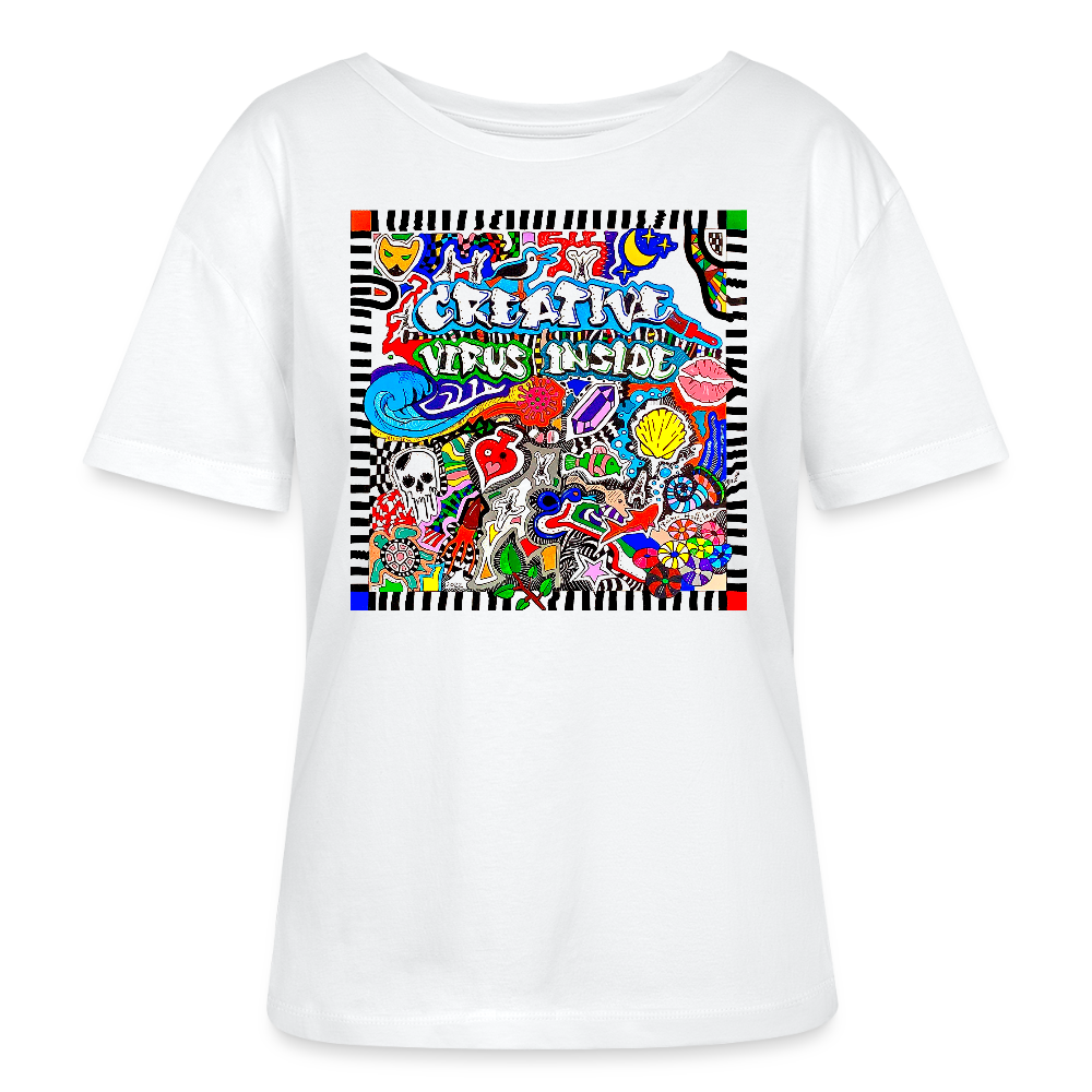 Relaxed Rundhals Frauen Bio-T-Shirt mit CREATIVE VIRUS INSIDE PRINT - Weiß