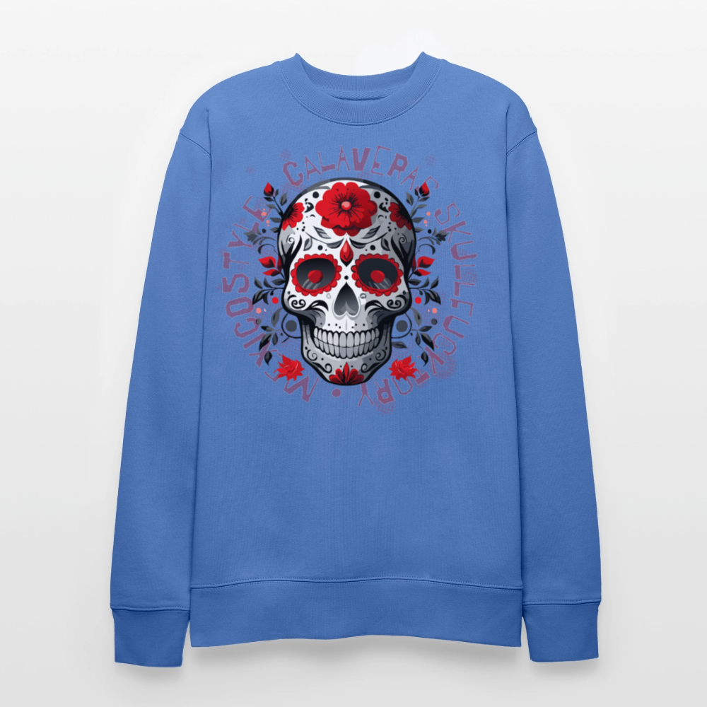 Unisex Bio-Sweatshirt mit CALAVERAS SKULL PRINT - Blau
