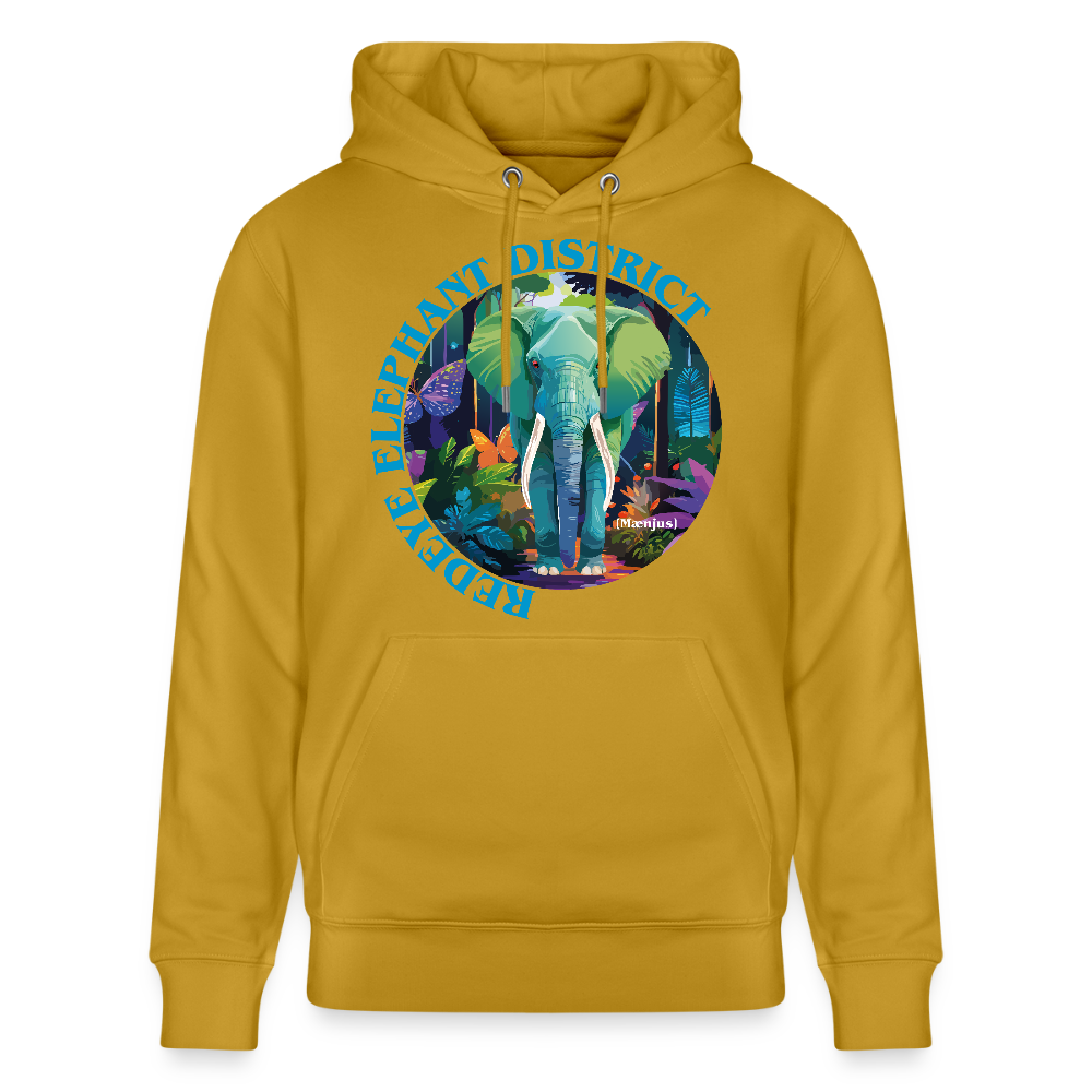 Unisex Bio-Hoodie mit REDEYE ELEPHANT DISTRICT PRINT - Ocker