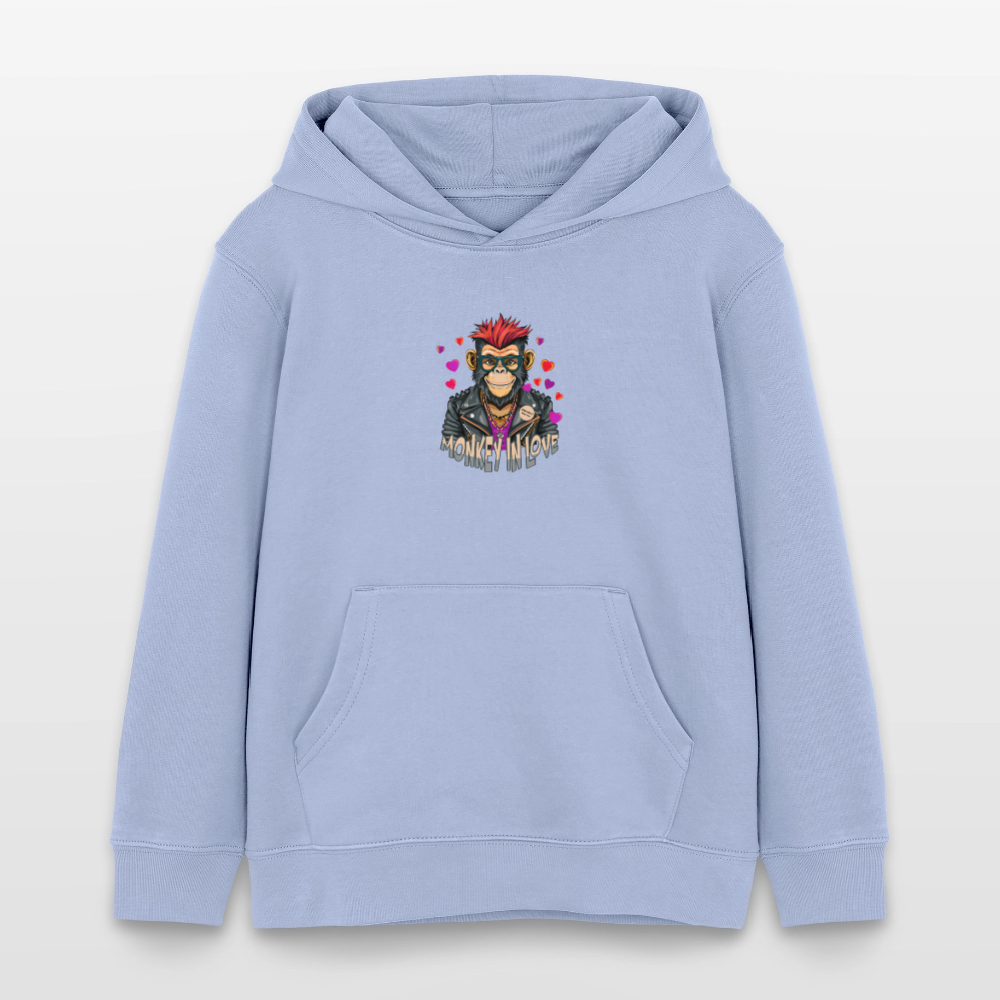MNJS KIDS Bio-Hoodie mit MONKEY IN LOVE PRINT - Sky