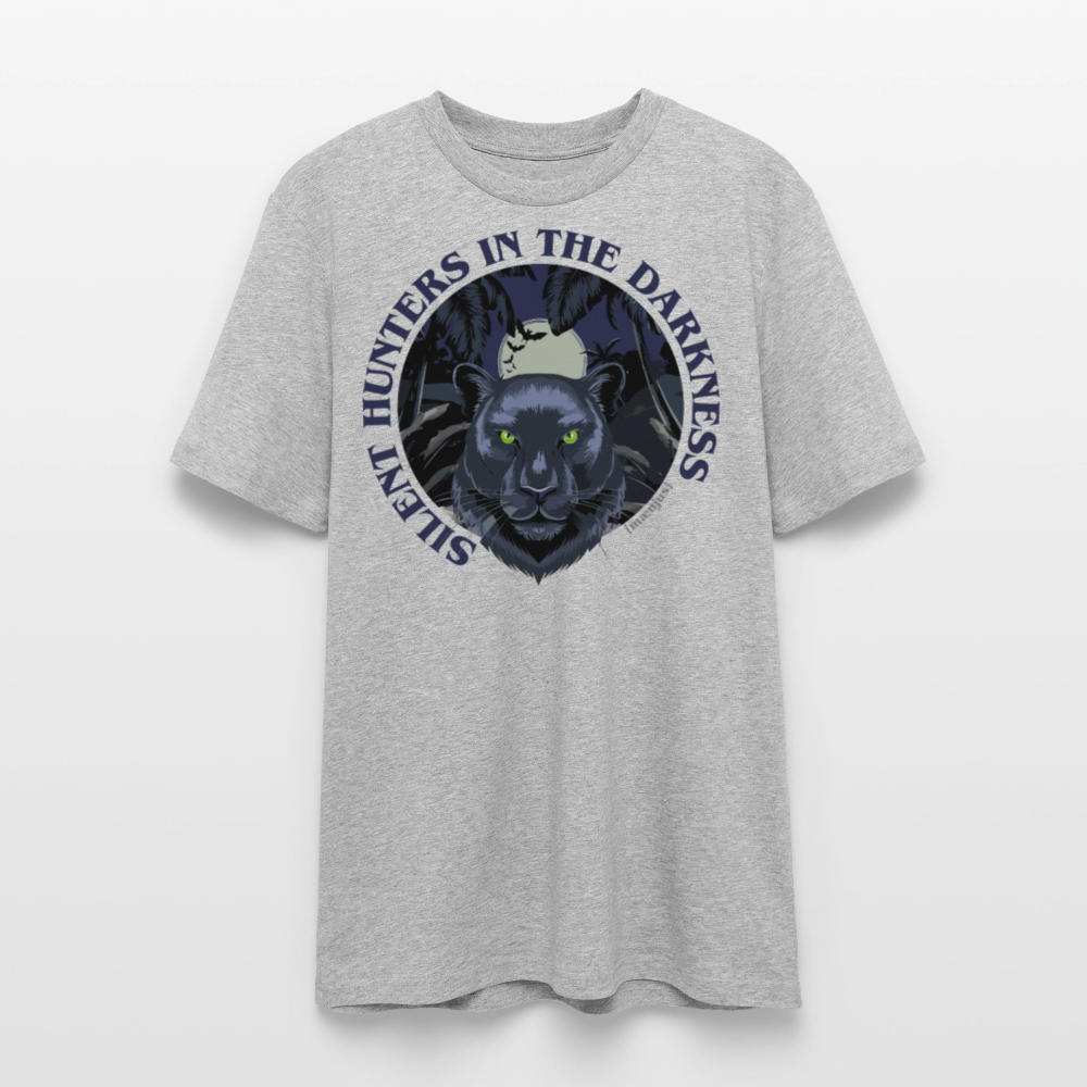 Unisex Bio-T-Shirt mit SILENT HUNTER IN THE DARKNESS PRINT Vorderseite - Grau meliert