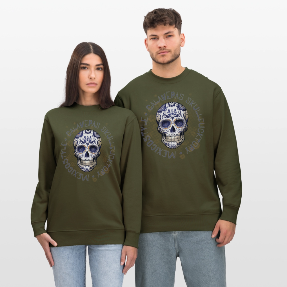 Unisex Bio-Sweatshirt mit CALAVERAS SKULL PRINT - Khaki