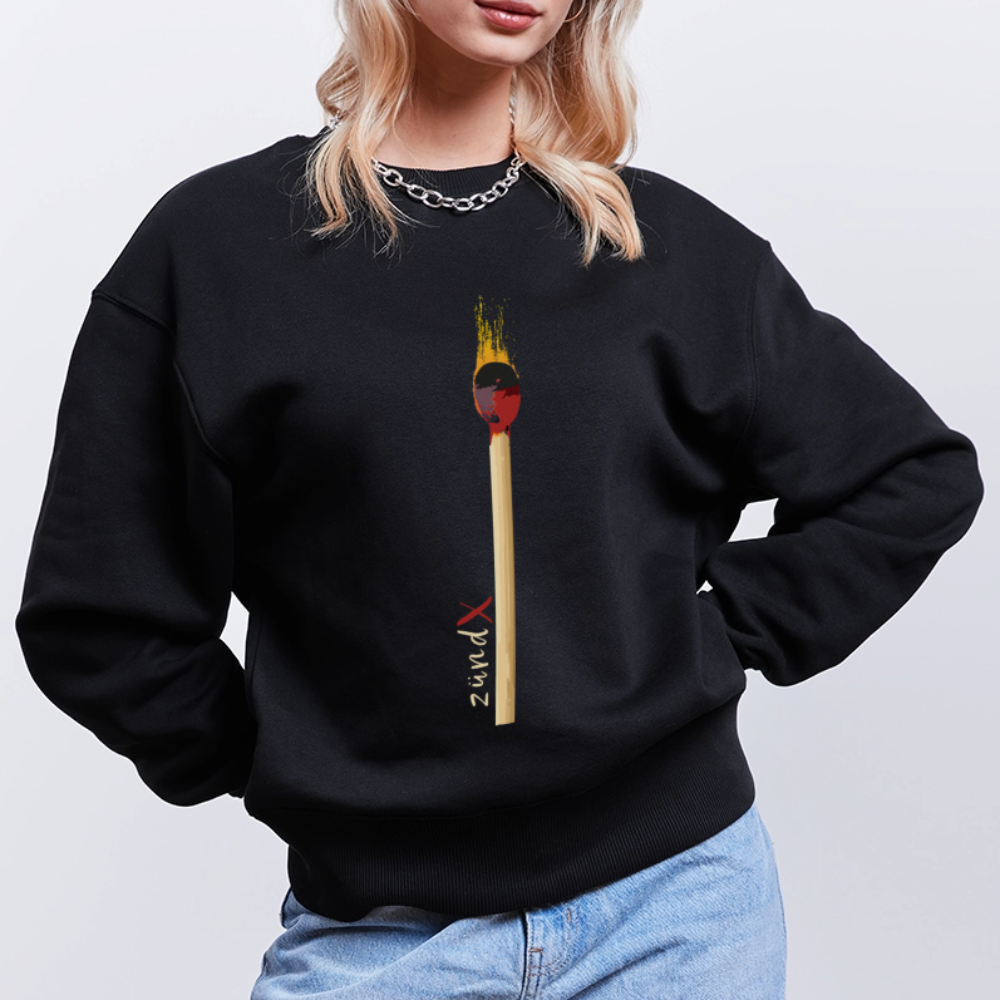 Unisex Oversize Pullover mit zündX PRINT - Schwarz