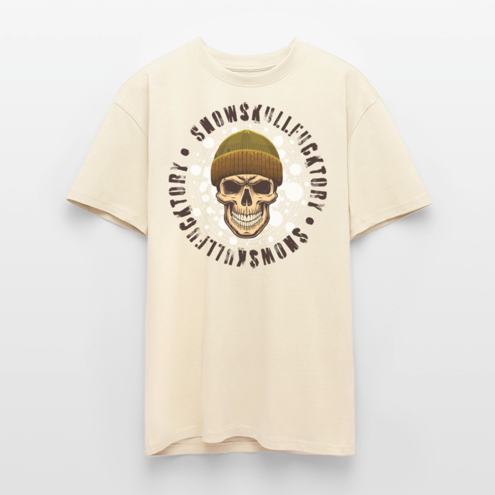 Heavy Oversize T-Shirt mit SNOWSKULL braun PRINT - Creme