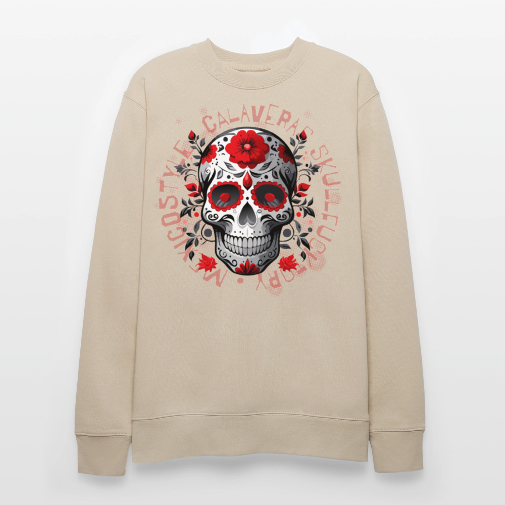 Unisex Bio-Sweatshirt mit CALAVERAS SKULL PRINT - Beige
