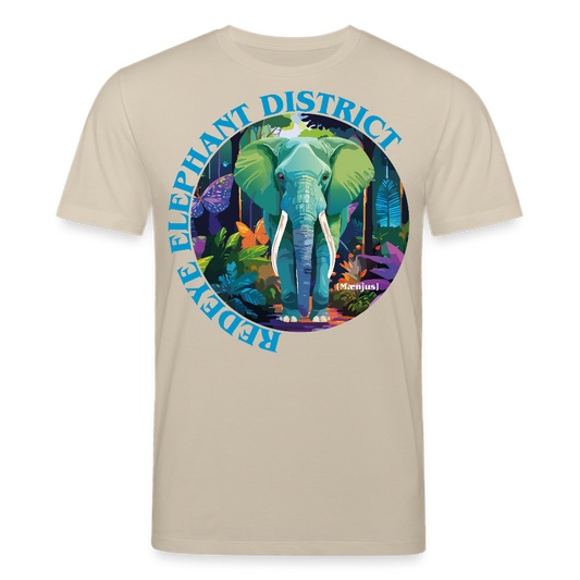 Unisex Bio-T-Shirt mit REDEYE ELEPHANT DISTRICT PRINT Vorderseite - Beige