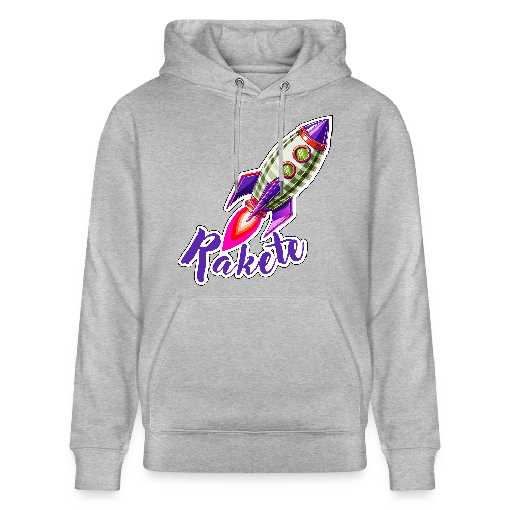 Unisex Hoodie mit RAKETE PRINT - Grau meliert