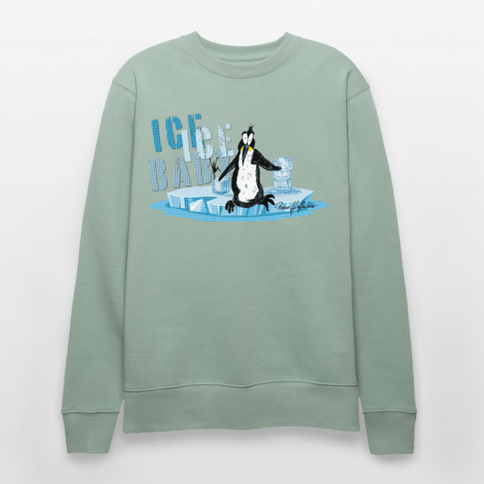 Unisex Bio-Sweatshirt mit ICE ICE BABY PRINT - Helles Graugrün