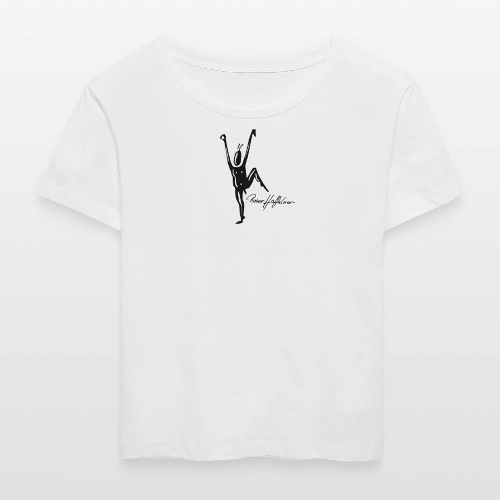 Relaxed Rundhals Frauen Bio-T-Shirt mit TUSCHEMÄNNCHEN PRINT - Weiß