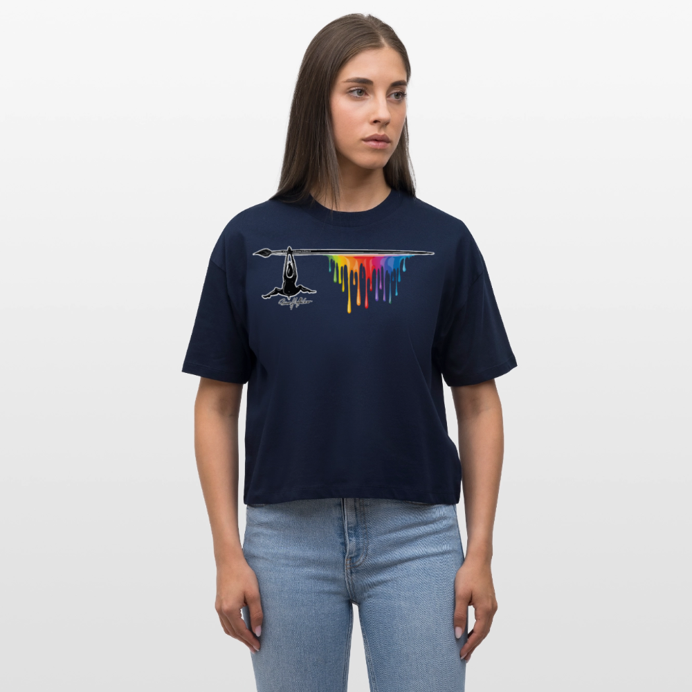 Frauen Boxy Bio-T-Shirt mit MÄNNLE PRINT - Navy