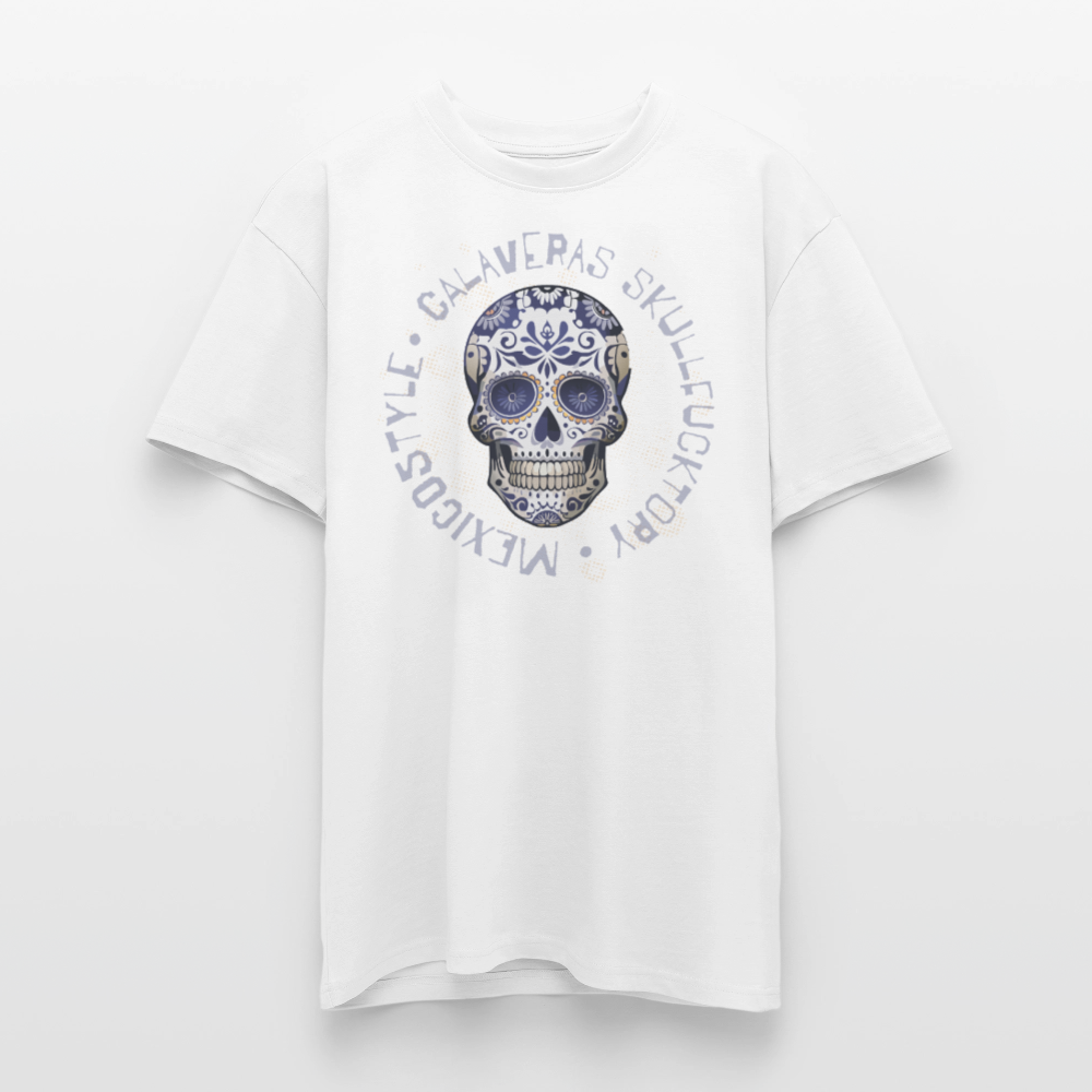Heavy Oversize T-Shirt mit CALAVERAS SKULL PRINT - Weiß