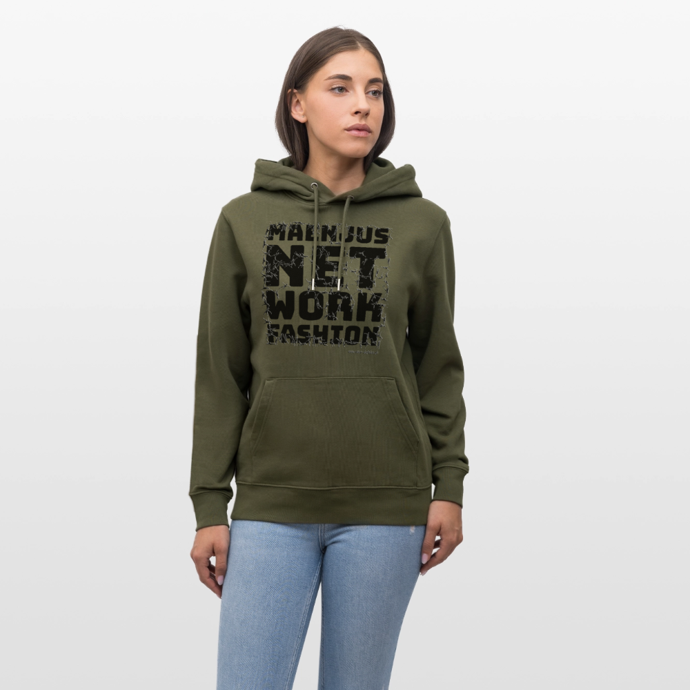 Unisex Bio-Hoodie mit MAENJUS NETWORK FASHION PRINT - Khaki Grün