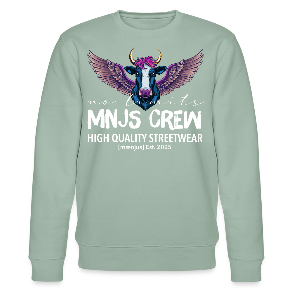 Unisex Bio-Sweatshirt mit MNJS CREW no limits PRINT - Helles Graugrün