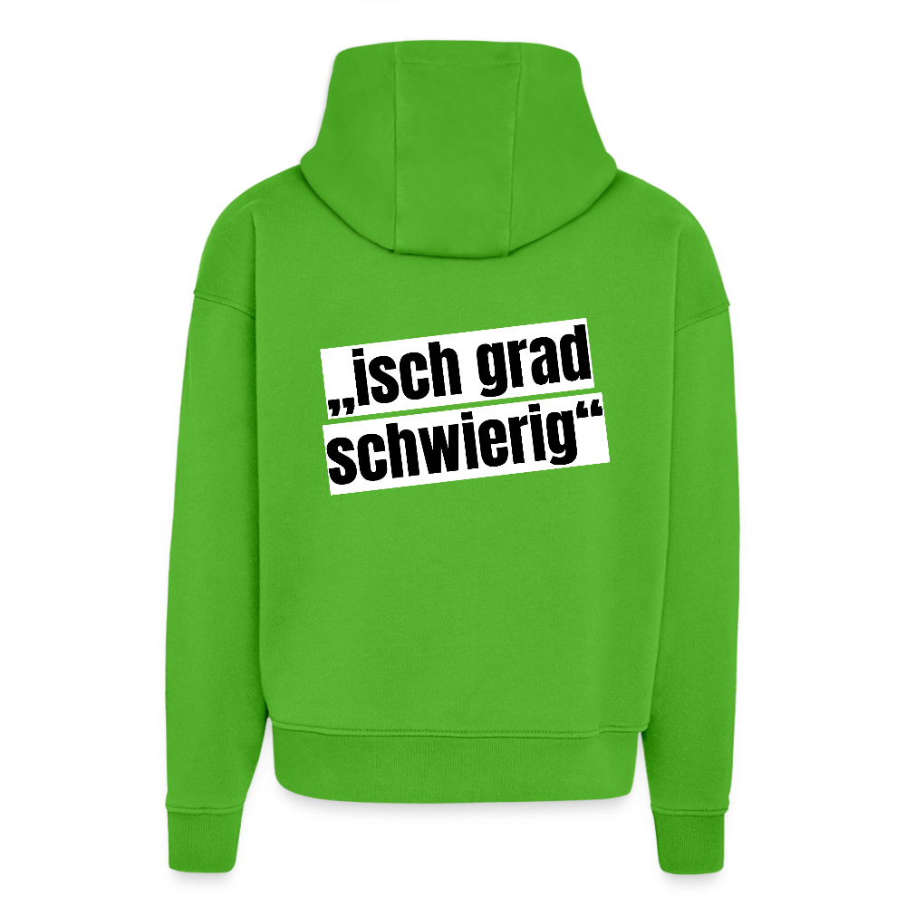Heavyweight Oversized Organic Hoodie mit ISCH GRAD SCHWIERIG PRINT - Apple Neon