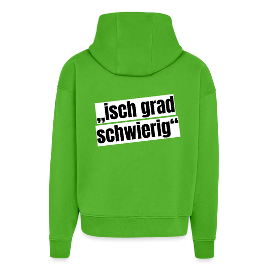 Heavyweight Oversized Organic Hoodie mit ISCH GRAD SCHWIERIG PRINT - Apple Neon