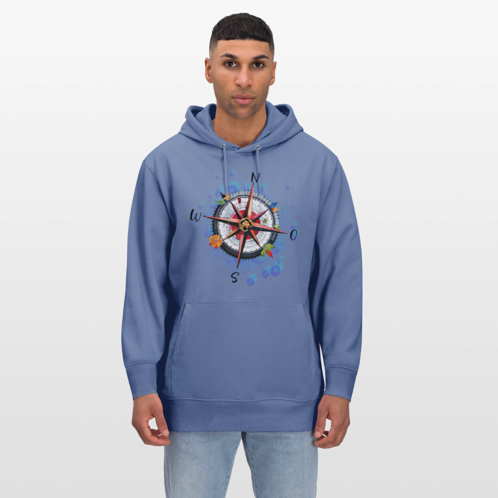 Unisex Hoodie mit WINDROSE PRINT - Blau