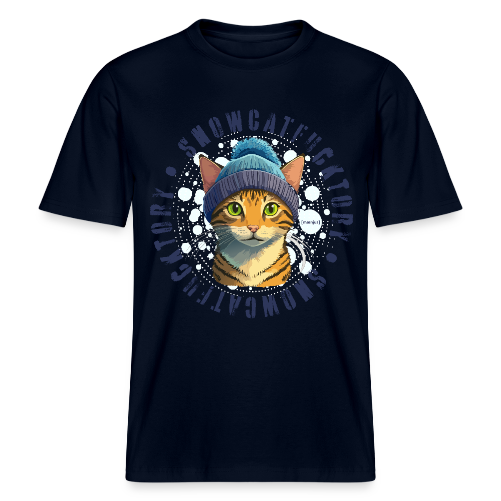 Unisex Bio-T-Shirt mit SNOWCATFUCKTORY PRINT - Navy