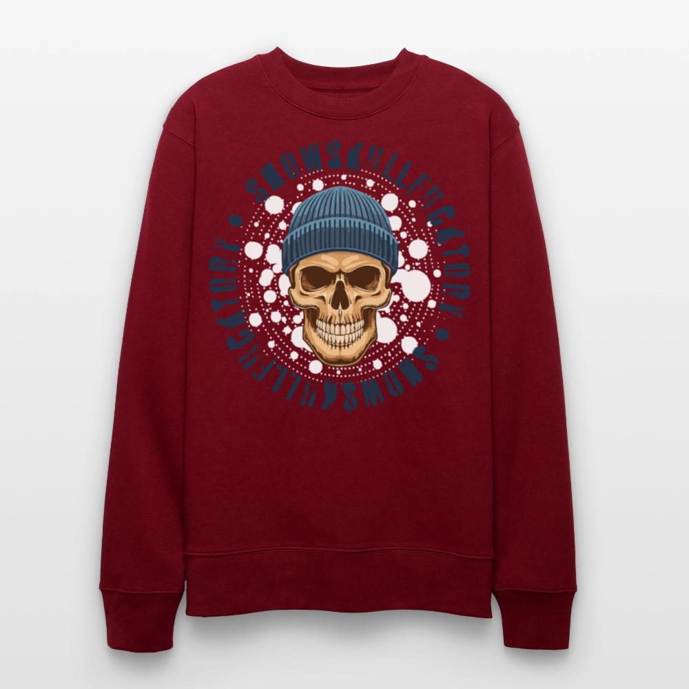 Unisex Bio-Sweatshirt mit SNOWSKULL PRINT - Burgunderrot