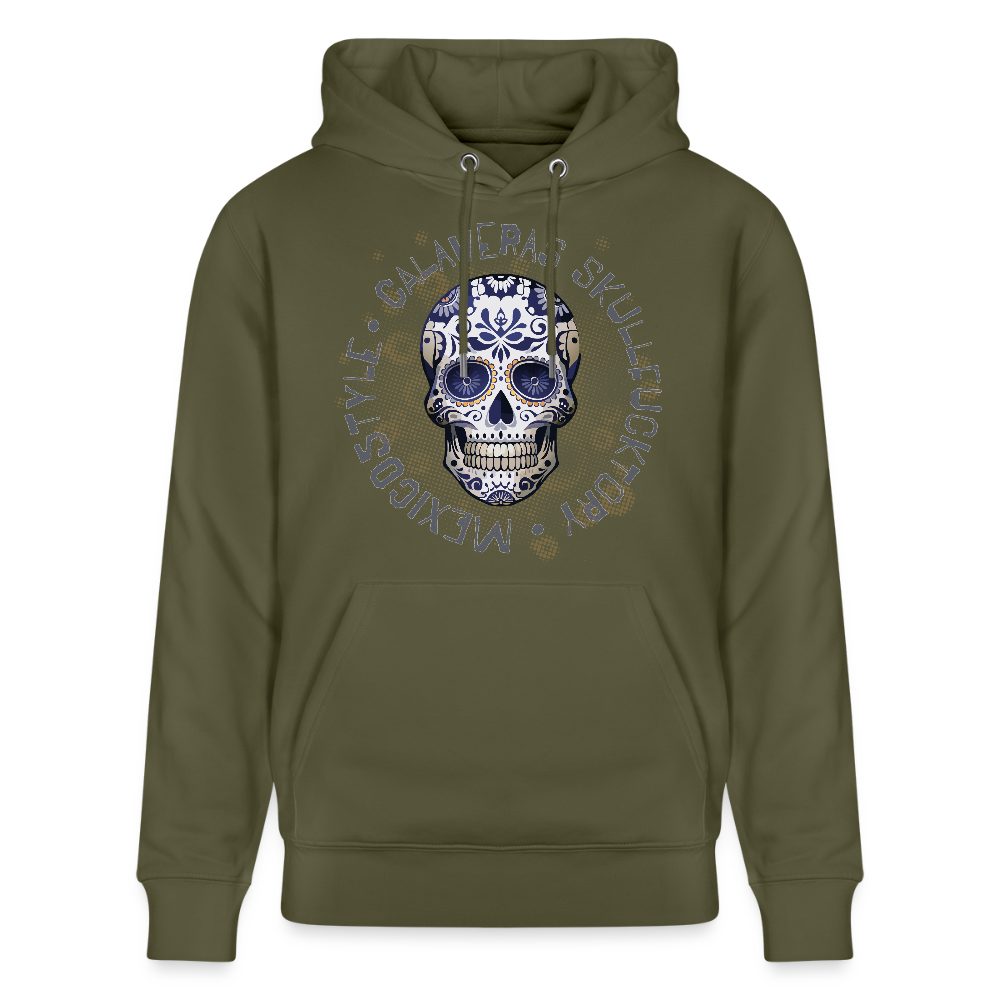Unisex Hoodie mit CALAVERAS SKULL PRINT - Khaki Grün